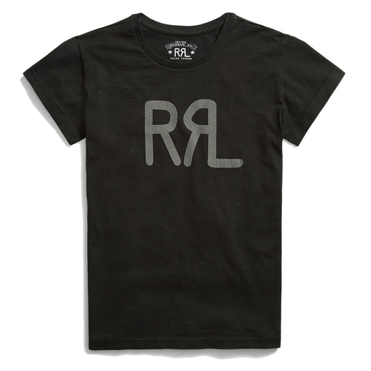 RRL by Ralph Lauren Womens Logo Cotton Jersey Tee Faded Black Canvas - The Sporting Lodge