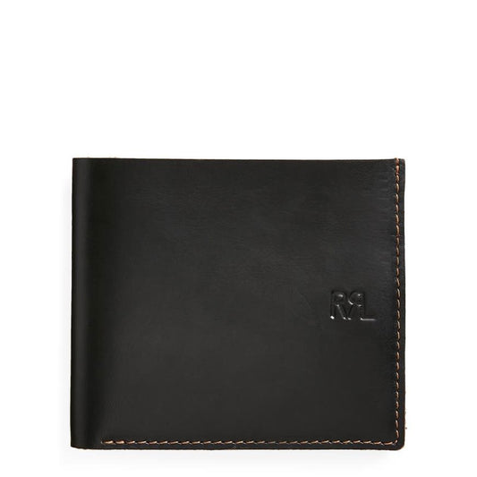 RRL by Ralph Lauren Billfold Wallet Tumbled Leather Black over Brown - The Sporting Lodge