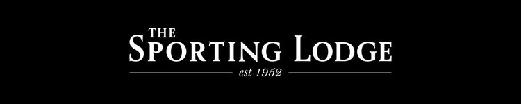 Logo: Black Background with 'The Sporting Lodge' in white with a brown coloured bird above 'Lodge'