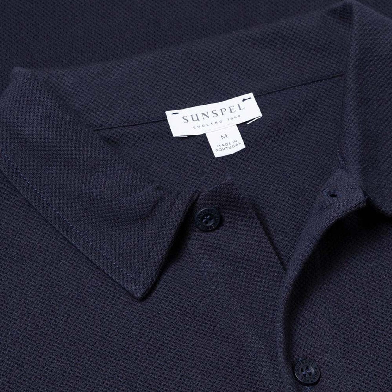 Sunspel Long Sleeved Riviera Polo Navy | The Sporting Lodge