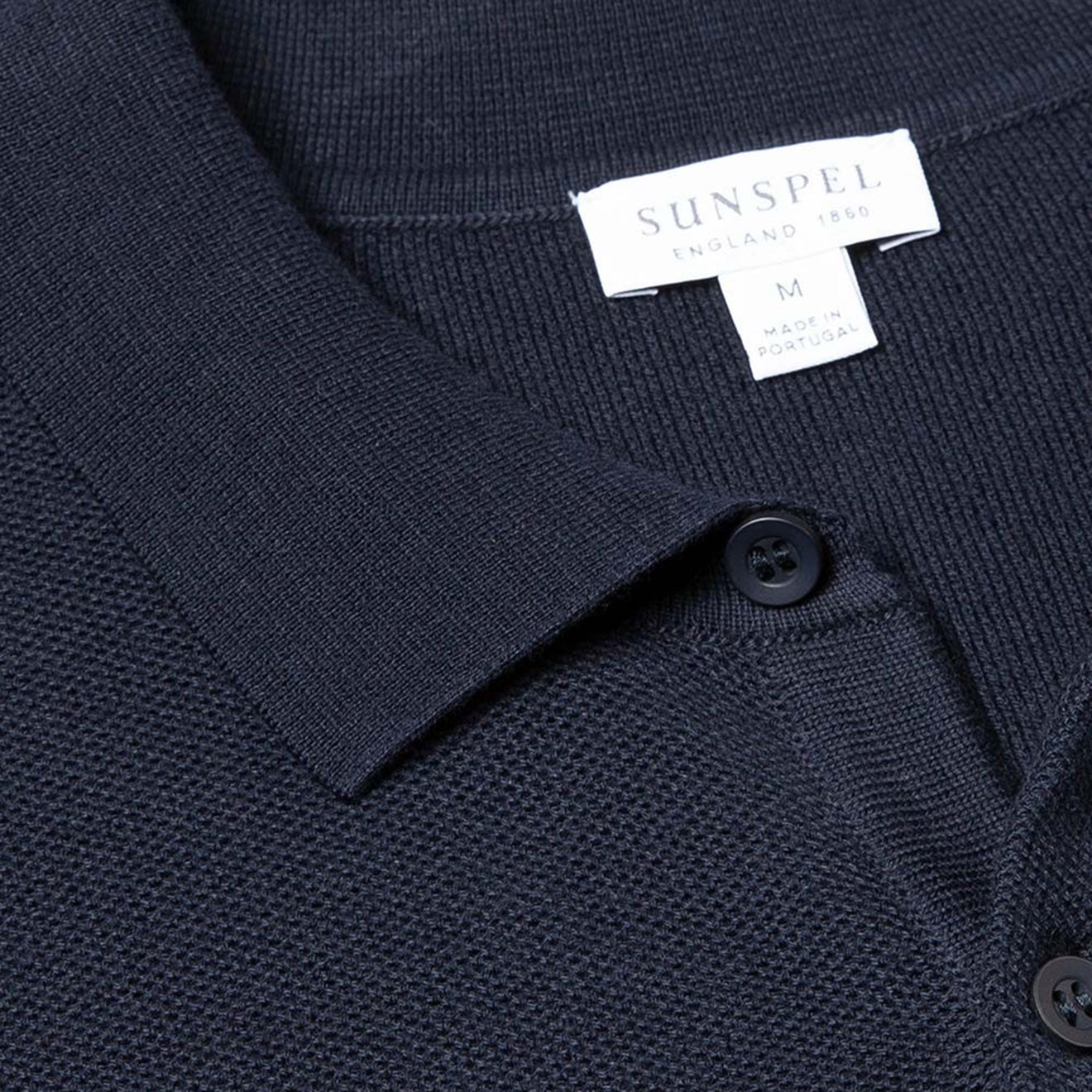 Sunspel Fine Knit Polo Shirt Navy | The Sporting Lodge