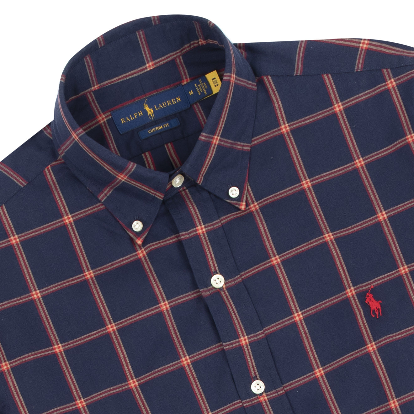 Polo Ralph Lauren Large Check Custom Fit Shirt Navy / Red | The ...