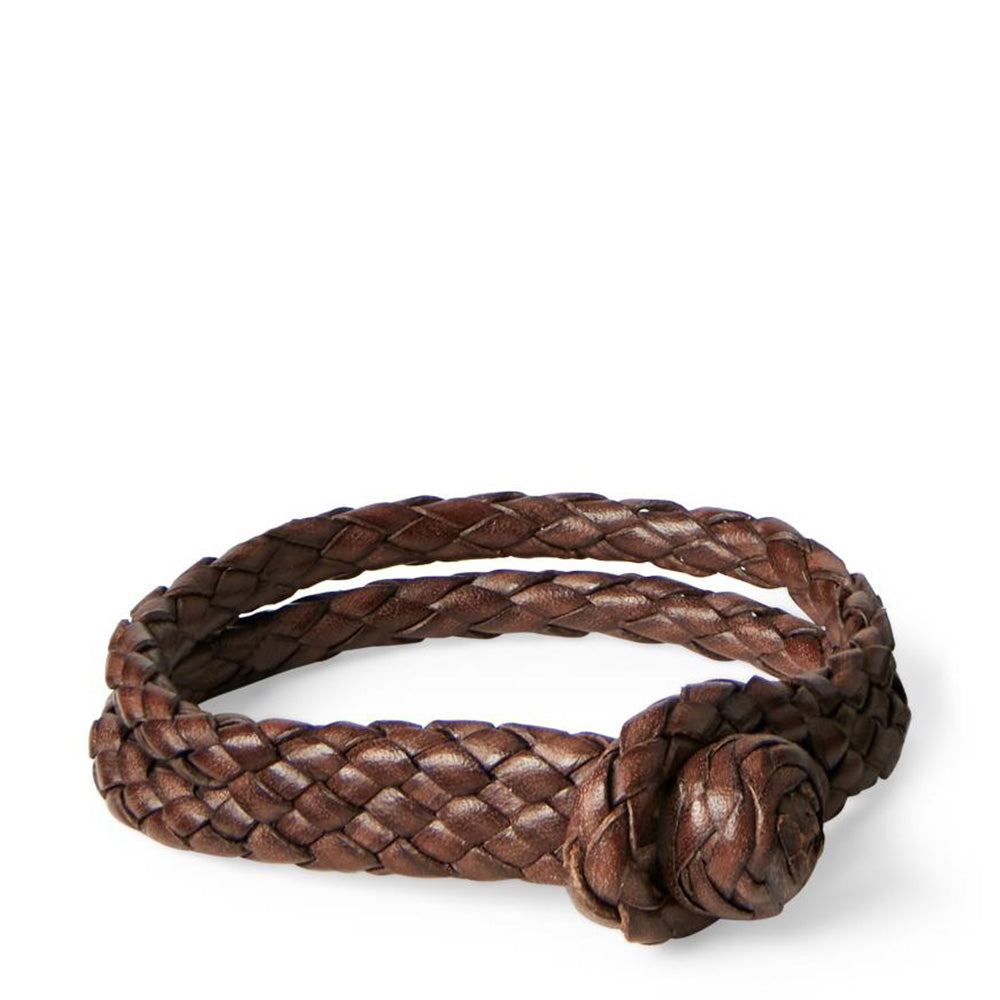 RRL by Ralph Lauren Braided Leather Cuff Bracelet Brown | The Sporting ...