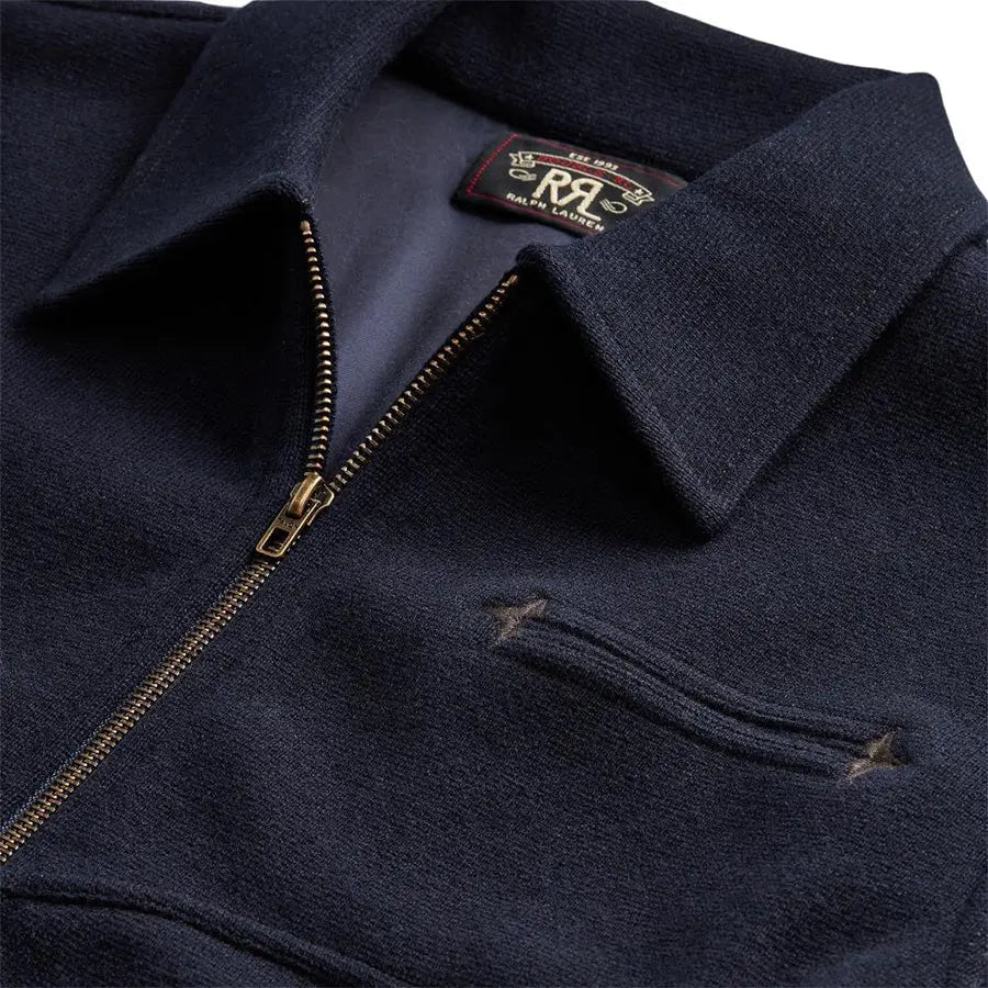 RRL by Ralph Lauren Full Zip Knitted Cardigan Navy | The Sporting Lodge