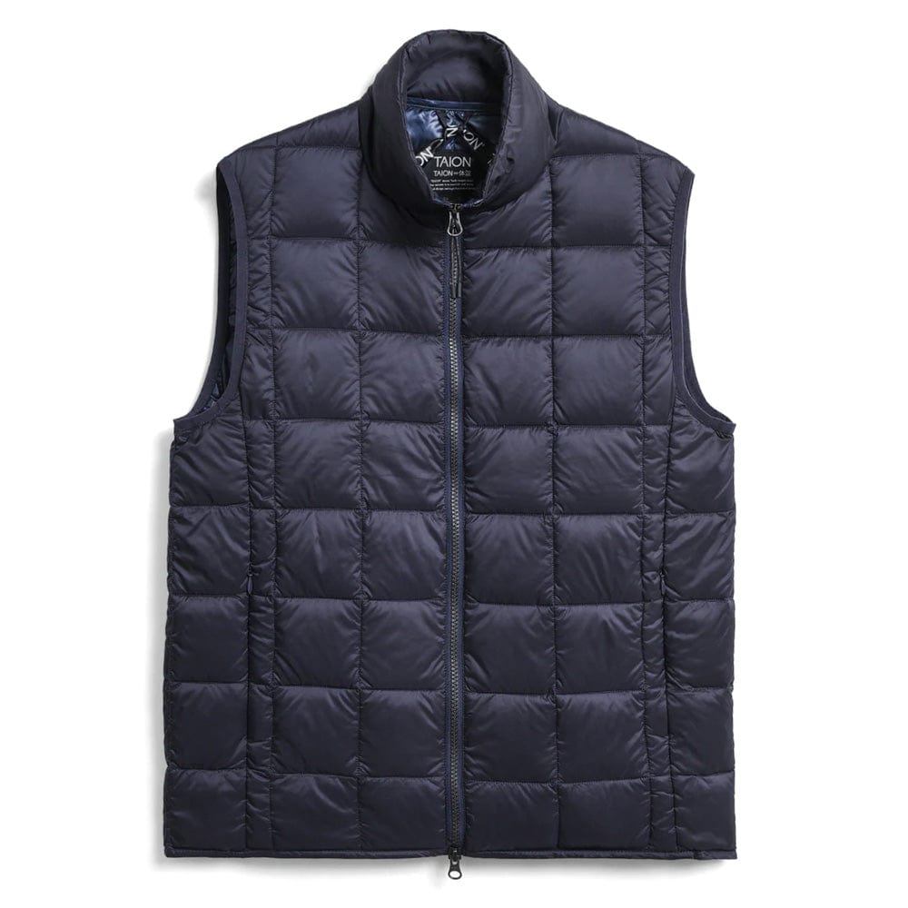 Taion Hi Neck W-Zip Down Vest Navy | The Sporting Lodge