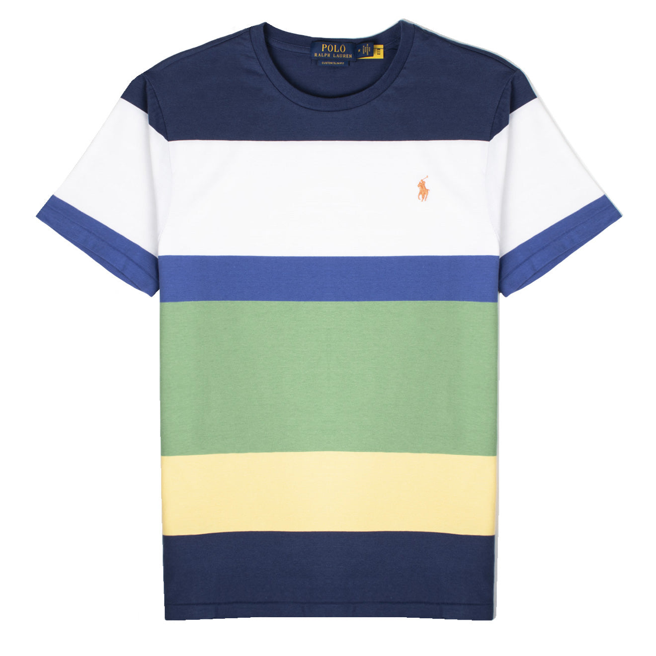 Polo Ralph Lauren Custom Slim Fit Striped Jersey T-Shirt Light Navy ...