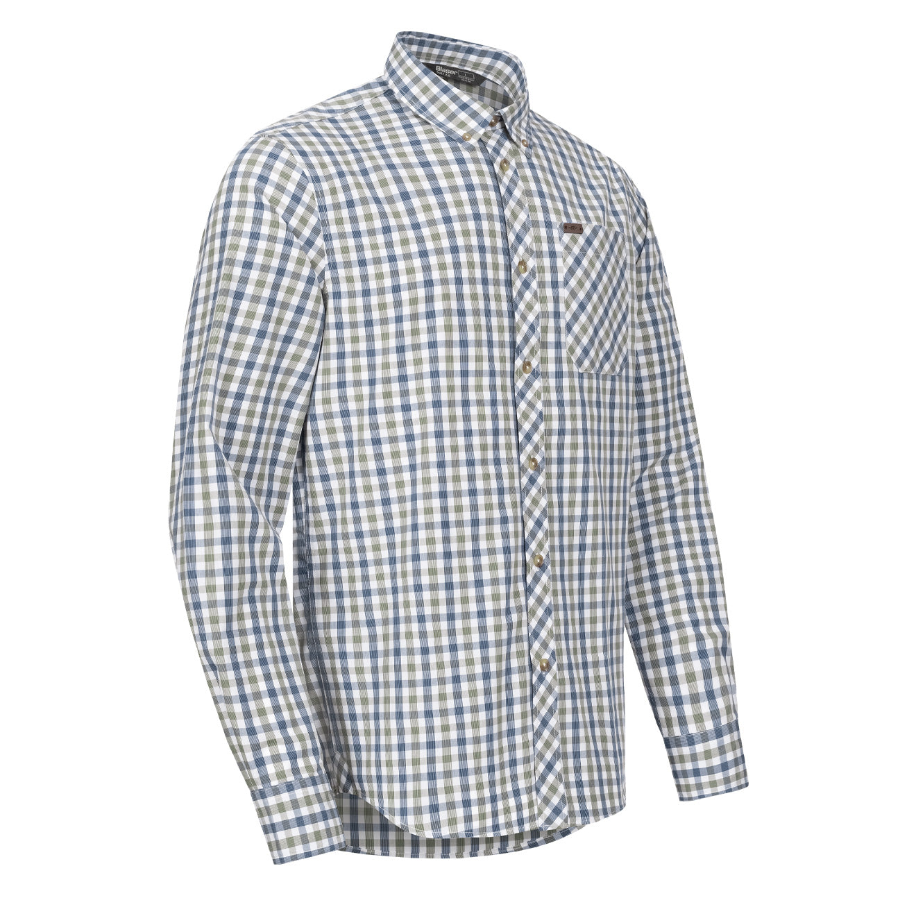 Blaser Juno Check Shirt Olive / Blue | The Sporting Lodge