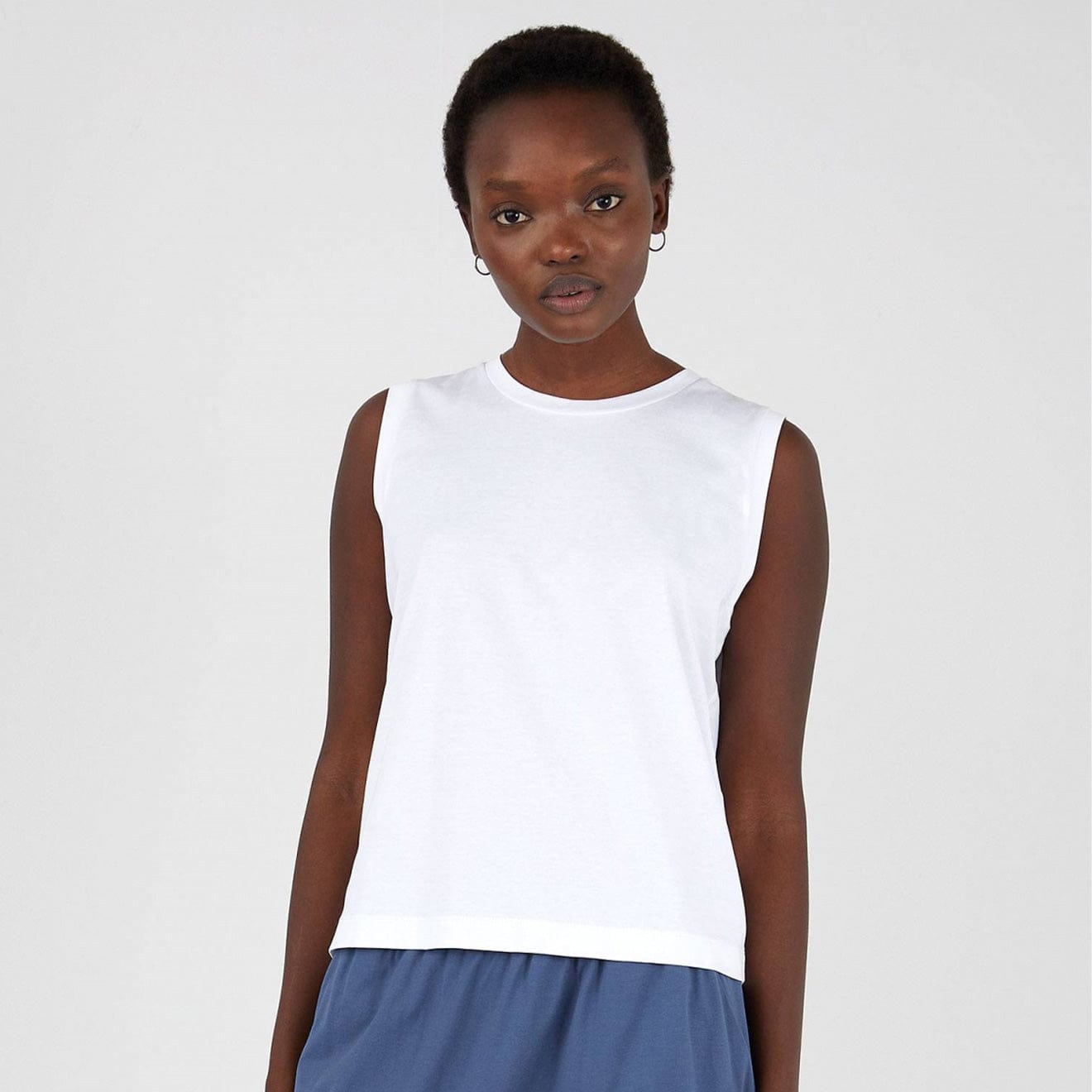 Sunspel Womens Boy Fit Tank T-Shirt White | The Sporting Lodge