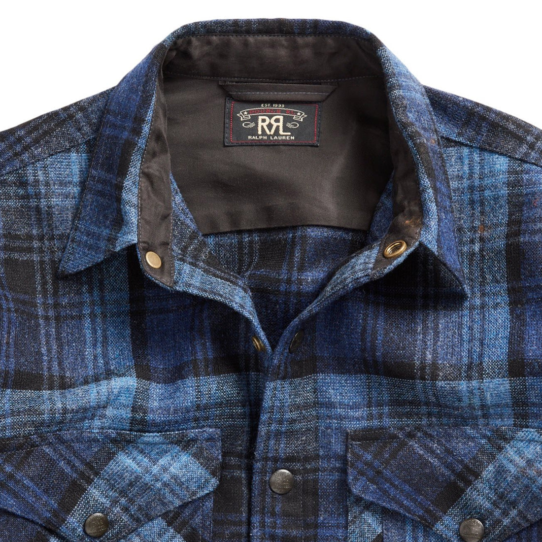 RRL by Ralph Lauren Plaid Wool Cotton Overshirt Dark Blue / Blue | The ...
