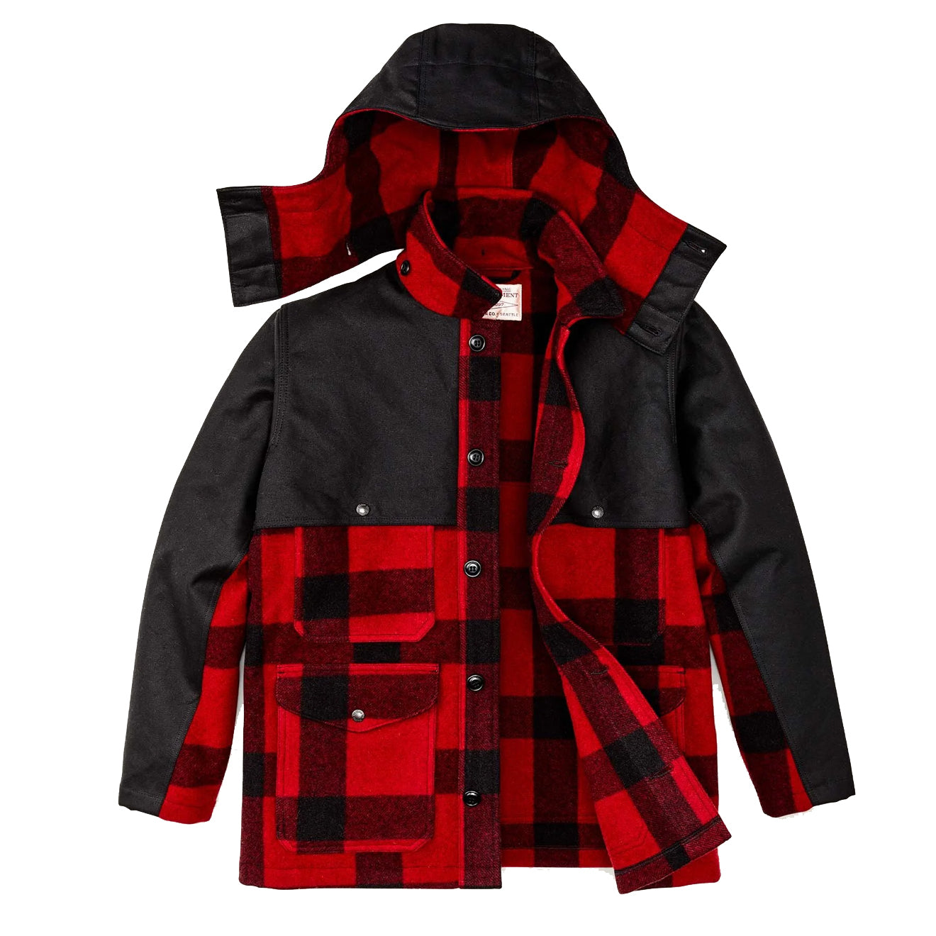 Filson Mackinaw Wool Double Coat Red Black Classic Plaid | The Sporting ...