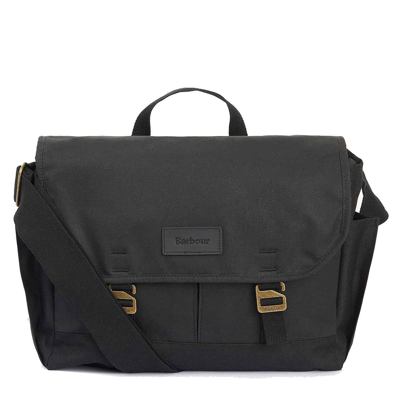 Barbour Essential Wax Messenger Bag Classic Black | The Sporting Lodge