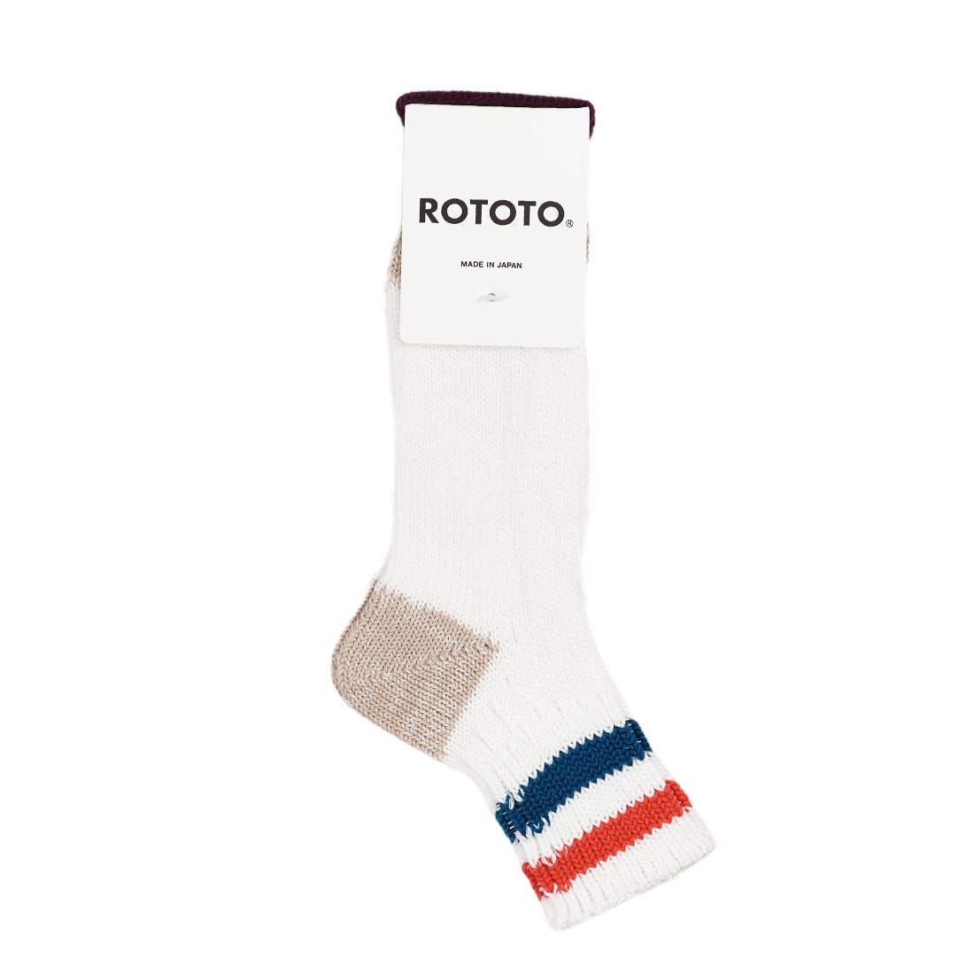 Rototo Two Stripe White / Light Red / Medium Blue | The Sporting Lodge