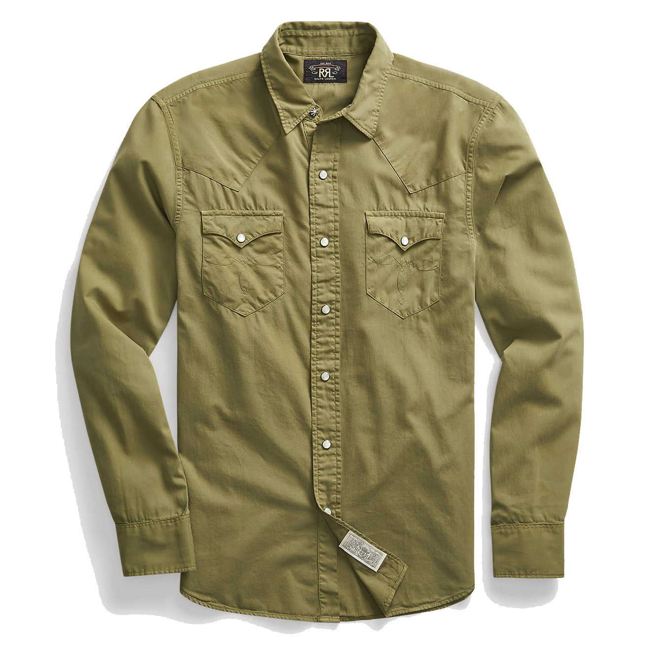 RRL by Ralph Lauren Slim Fit Twill Western Shirt Olive Drab | The ...