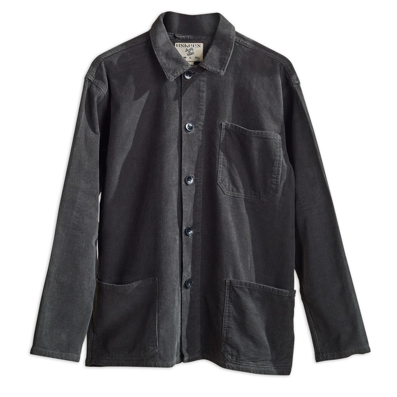 USKEES 3001 Buttoned Cord Overshirt Faded Black | The Sporting Lodge